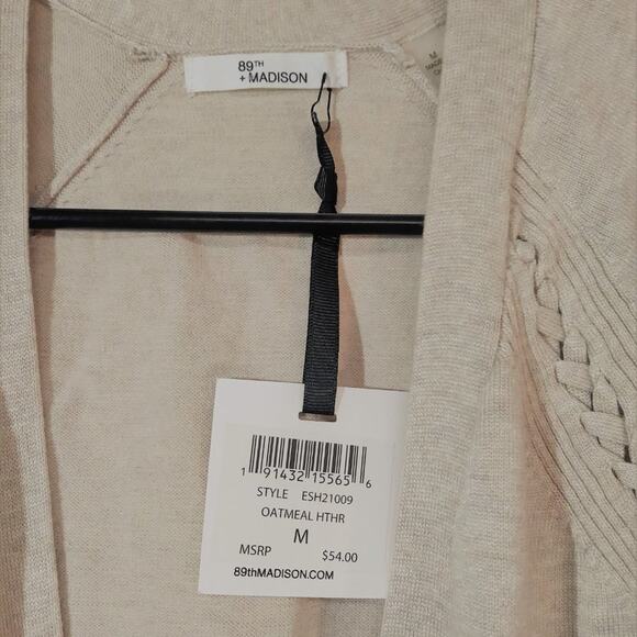 NWT 89TH & MADISON Oatmeal Heather Open Front Cardigan Size MEDIUM - Picture 4 of 4